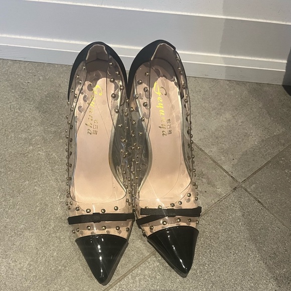 Black and clear pointy toe heels size 39 - Picture 7 of 7